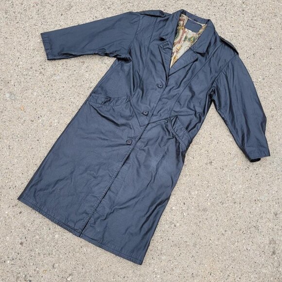 Vintage 80s Hunt Club Leather Trench Coat